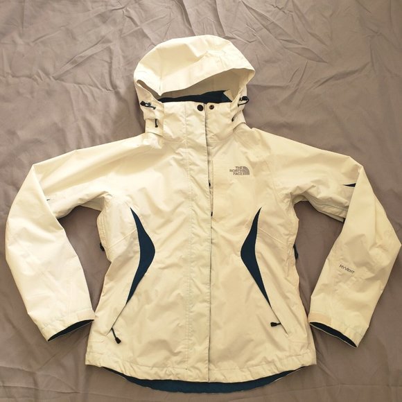 The North Face Jackets & Blazers - The NORTH FACE HyVent DT White Ivory /Blue Rain Coat Jacket Hooded Women’s XS
